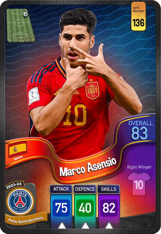 کارت Marco Asensio، PSG، Spain در کارتبال